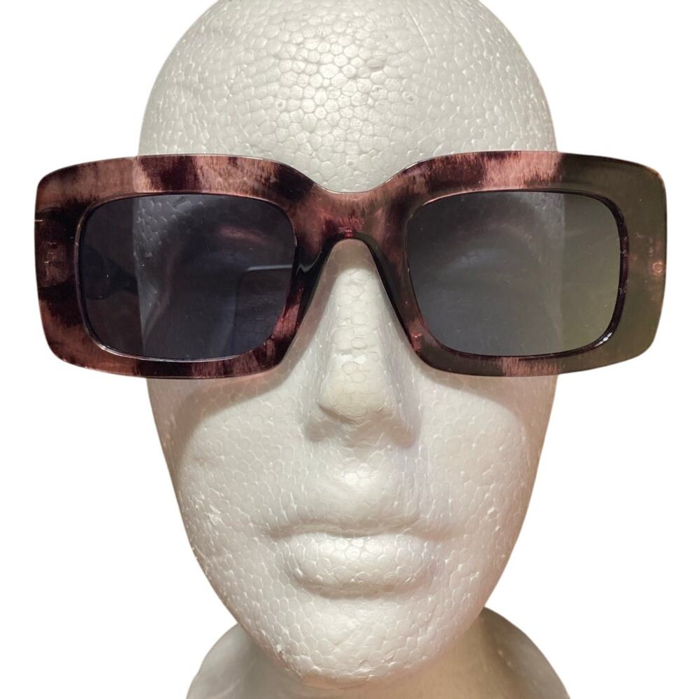 Frye and Co Square animal print Sunglasses Purple Plum DG0921 Oversize Sunnies